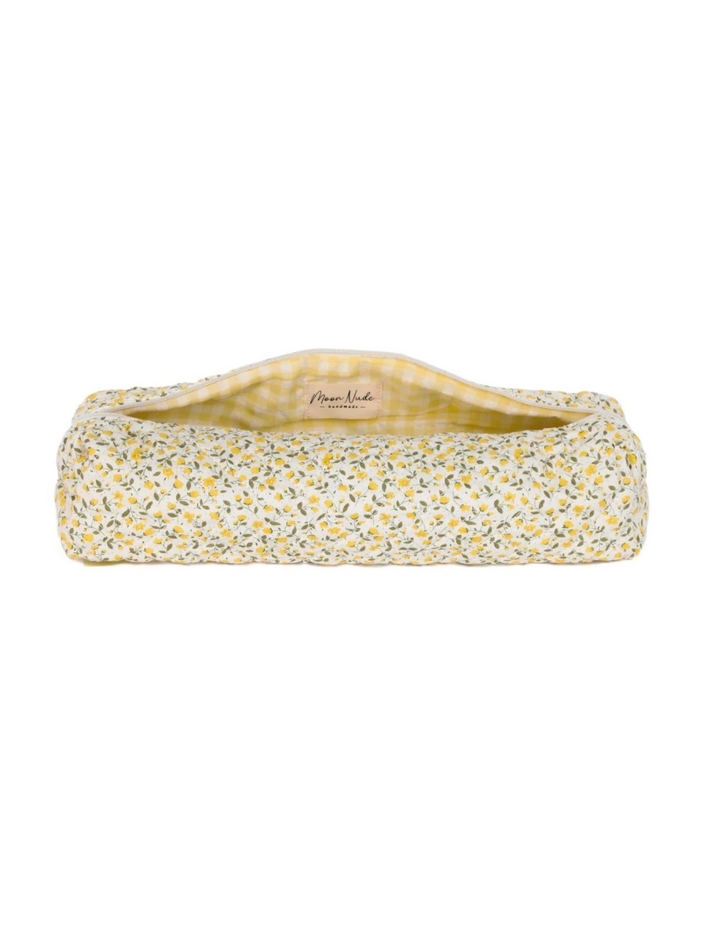 New Moon Nude Quilted Floral Cosmetic hair tool Pouch - Yellow & Cream